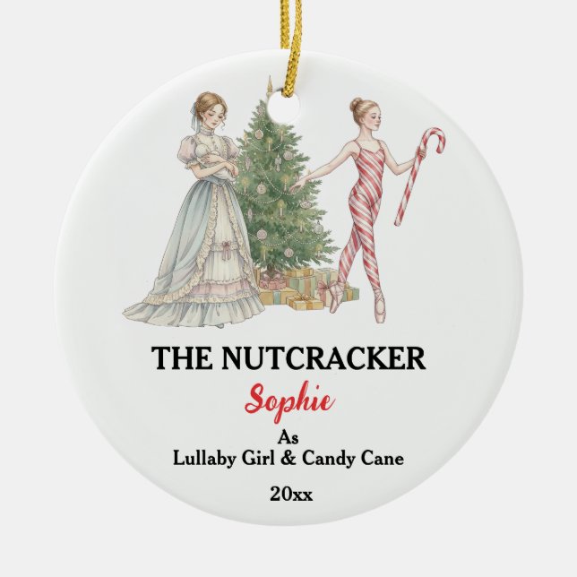 Custom Lullaby Girl Nutcracker Photo Christmas Ceramic Tree Decoration (Front)