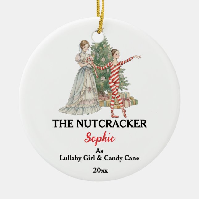 Custom Lullaby Girl Nutcracker Photo Christmas Ceramic Tree Decoration (Front)