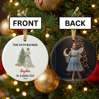 Custom Lullaby Girl Nutcracker Photo Christmas Ceramic Tree Decoration