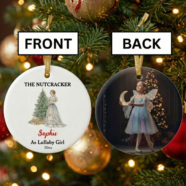 Custom Lullaby Girl Nutcracker Photo Christmas Ceramic Tree Decoration (Creator Uploaded)