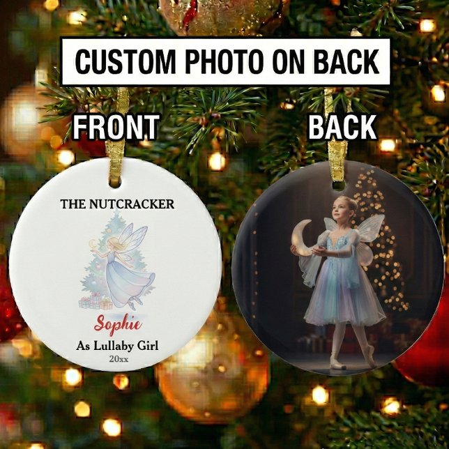 Custom Lullaby Girl Nutcracker Photo Christmas Ceramic Tree Decoration (Creator Uploaded)