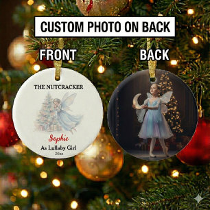 Custom Lullaby Girl Nutcracker Photo Christmas Ceramic Tree Decoration