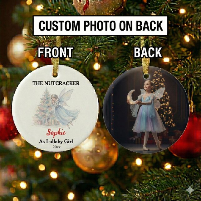 Custom Lullaby Girl Nutcracker Photo Christmas Ceramic Tree Decoration (Creator Uploaded)