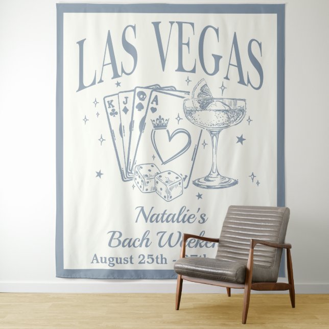 Custom Luxe Las Vegas Bachelorette Party Banner Tapestry (In Situ)