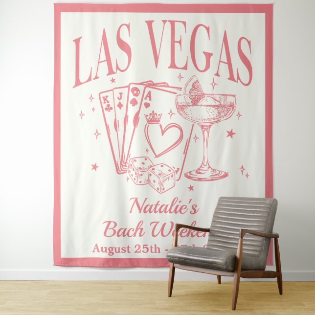 Custom Luxe Las Vegas Bachelorette Party Banner Tapestry (In Situ)