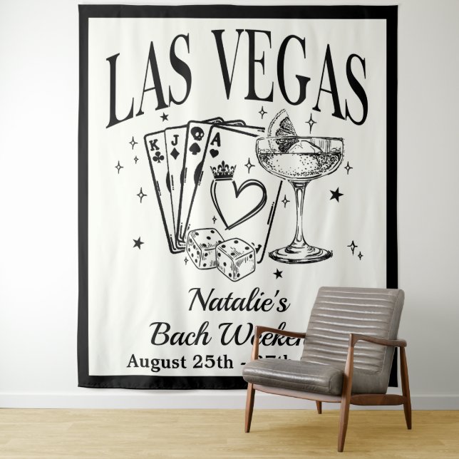 Custom Luxe Las Vegas Bachelorette Party Banner Tapestry (In Situ)