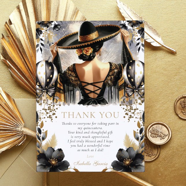 Custom Luxury Black Gold Quinceañera Invitation (Creator Uploaded)