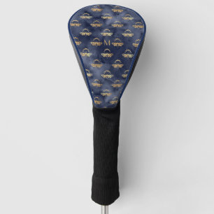 Custom Luxury Gold Bee Navy Night Celestial Golf Head Cover