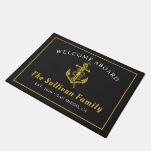 Custom Luxury Gold Yacht Captain Welcome Aboard Doormat