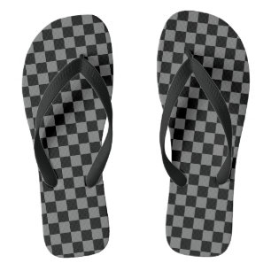 Custom Luxury Grey/Black Chequered Flip Flops