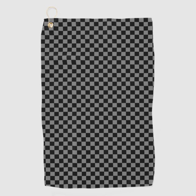 Custom Luxury Grey/Black Chequered Golf Towel (Front)