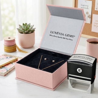 Custom Luxury Jewellery Business Logo Tagline Self-inking Stamp