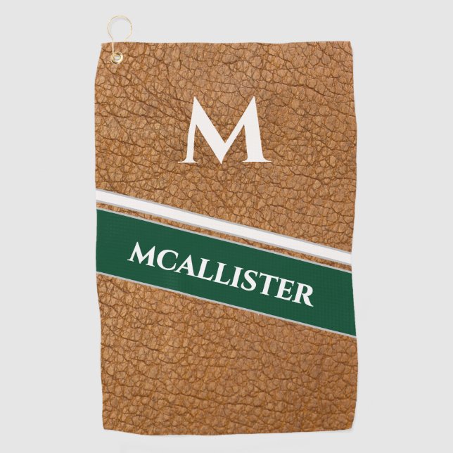 Custom Luxury Leather Pattern Golf Towel (Front)