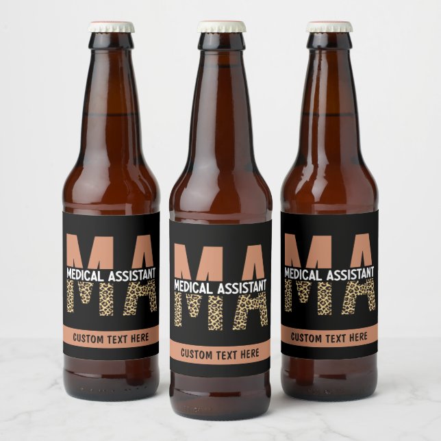 Custom MA Medical Assistant Leopard Print Beer Bottle Label (Bottles)