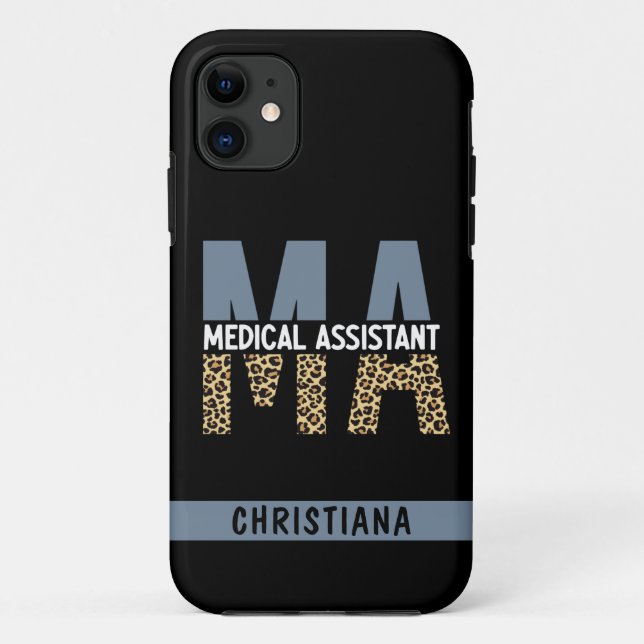 Custom MA Medical Assistant Leopard Print Case-Mate iPhone Case (Back)