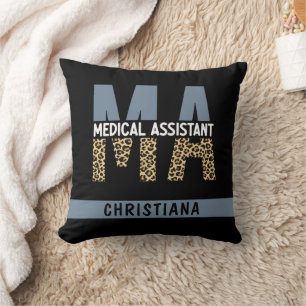 Custom MA Medical Assistant Leopard Print Cushion