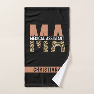Custom MA Medical Assistant Leopard Print Hand Towel