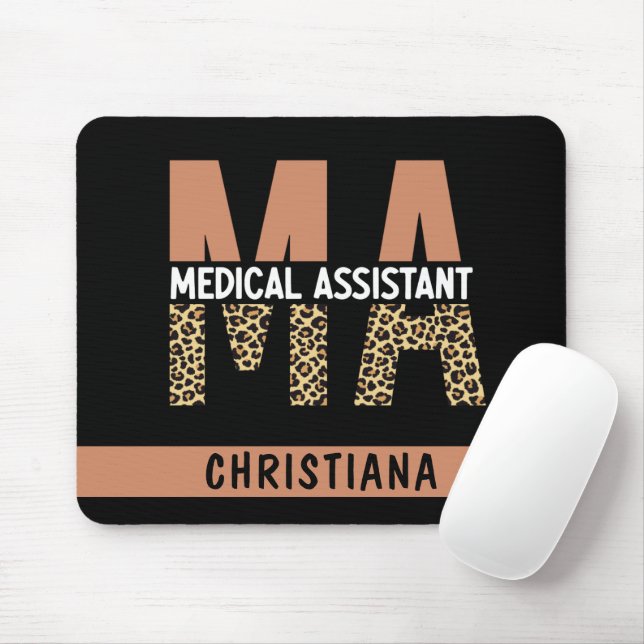 Custom MA Medical Assistant Leopard Print Mouse Mat (With Mouse)