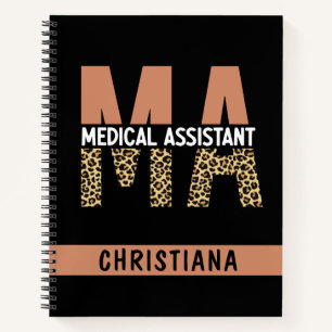 Custom MA Medical Assistant Leopard Print Notebook
