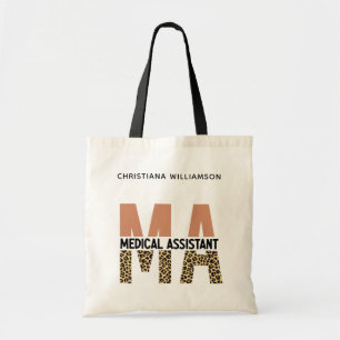 Custom MA Medical Assistant Leopard Print Tote Bag
