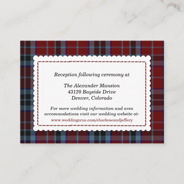 Custom MacTavish Plaid Wedding Enclosure Card (Front)