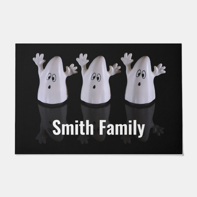 Custom Made Cute Ghost Family Greeting Doormat (Front)