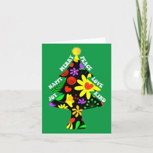 Custom Made Floral Retro Christmas Tree Holiday Card