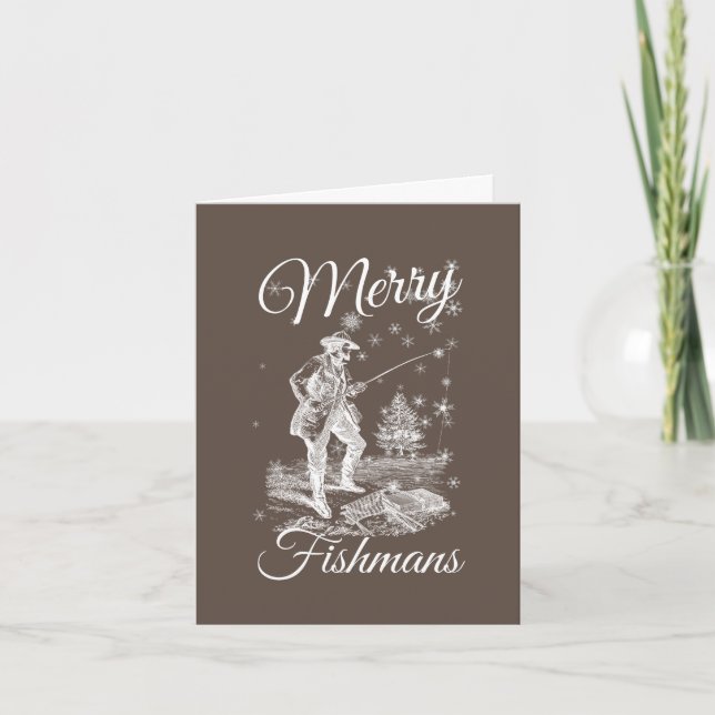 Custom Made Merry Fishmans Vintage Christmas Holiday Card (Front)