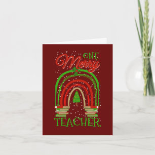 Custom Made One Merry Teacher Christmas Holiday Card