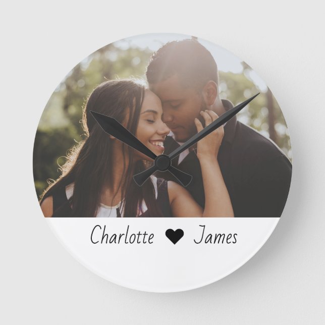 Custom Made Photo And Text Personalized Round Clock (Front)