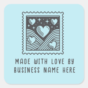 Custom Made With Love Business Heart Postal Stamp Square Sticker