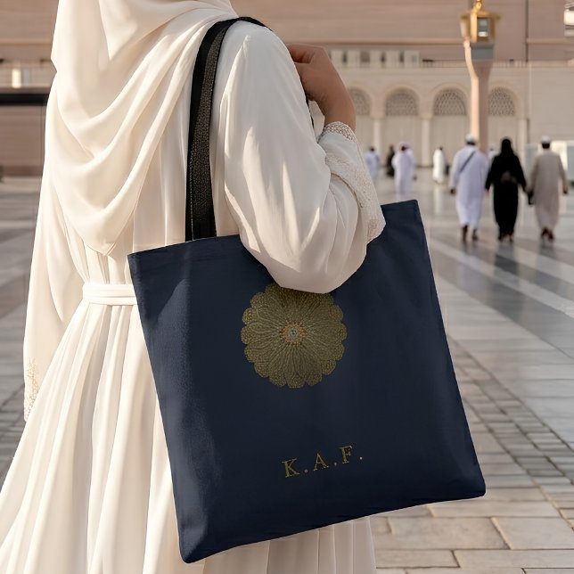 Custom Madinah Navy Islamic Rosette Tote Bag (Creator Uploaded)
