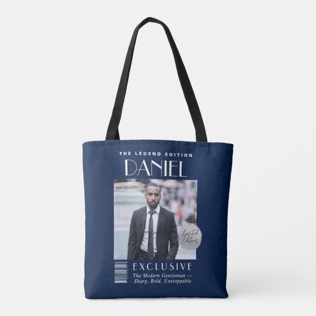 Custom Magazine Cover Bag, Modern Fashion Mens Tote Bag (Back)