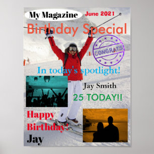 Custom Magazine Cover Birthday Poster With Photos