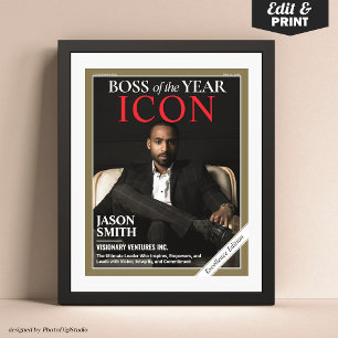 Custom Magazine Cover, Gift for Boss, Best Boss Poster