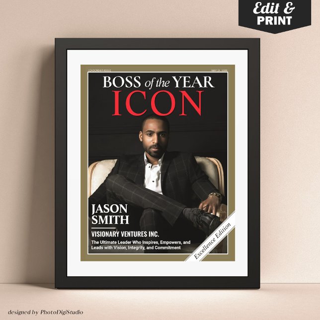 Custom Magazine Cover, Gift for Boss, Best Boss  Poster (Custom Magazine Cover, Gift for Boss, Best Boss Ever, Boss Appreciation Gift Poster)