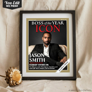 Custom Magazine Cover, Gift for Boss, Best Boss Poster