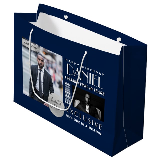 Custom Magazine Cover Modern Birthday Fashion Large Gift Bag (Front Angled)