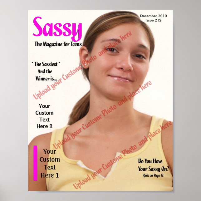 Custom Magazine Cover, Sassy Teen Poster (Front)