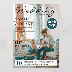 Custom Magazine Cover Style Photo Wedding Invitation