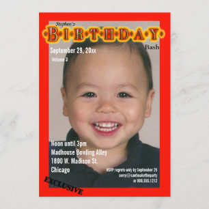 Custom Magazine Style Birthday Party Invite