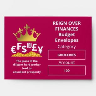 Custom MAGENTA Christian Budget Cash Envelope