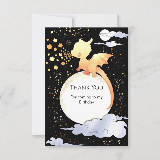 Custom Magical Dragon Birthday Thank You Card (Front)