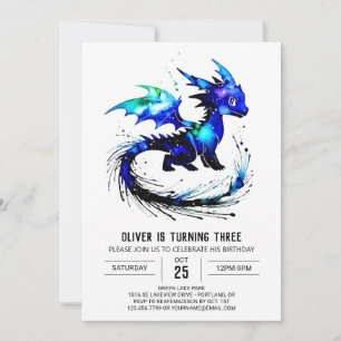 Custom Magical Dragon Digital Boy Birthday Invitation