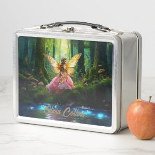 Custom Magical fairy in the woodland forest Metal Lunch Box