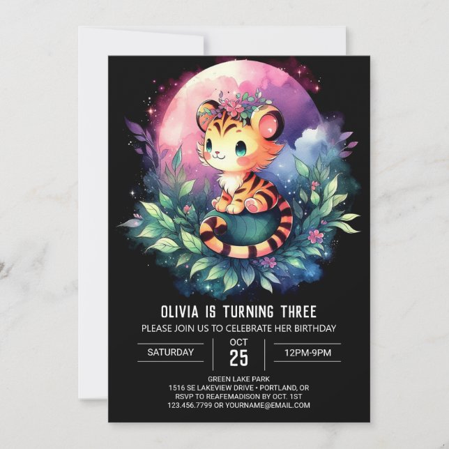 Custom Magical Tiger Birthday Invitation (Front)