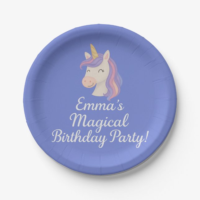 Custom Magical Unicorn Birthday Plates (Front)