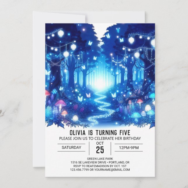 Custom Magical Woodland Digital Birthday Invitation (Front)