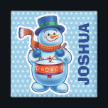 Custom Magnet Christmas Snowman characters.<br><div class="desc">Custom Magnet Christmas Snowman characters.
Custom Magnet Christmas Snowman characters.
It’s so easy to change the name! A variety of snowman characters sledging,  skiing and skating. Look out for the matching set with musician snow characters drumming and fiddling too. Available on other gifts and products.</div>