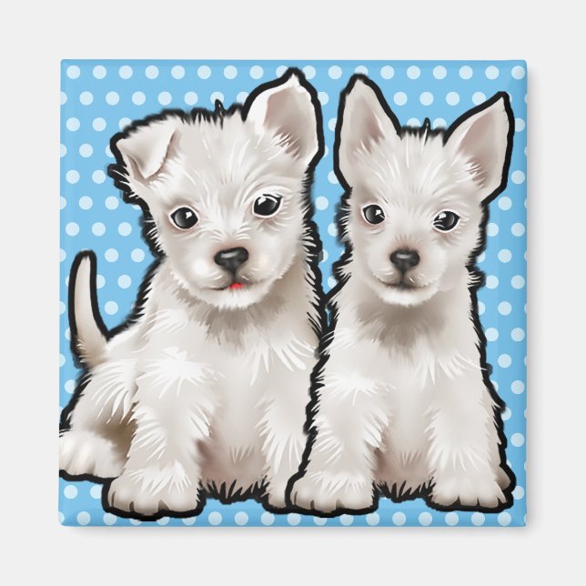 Custom Magnet cute puppy characters. (Front)